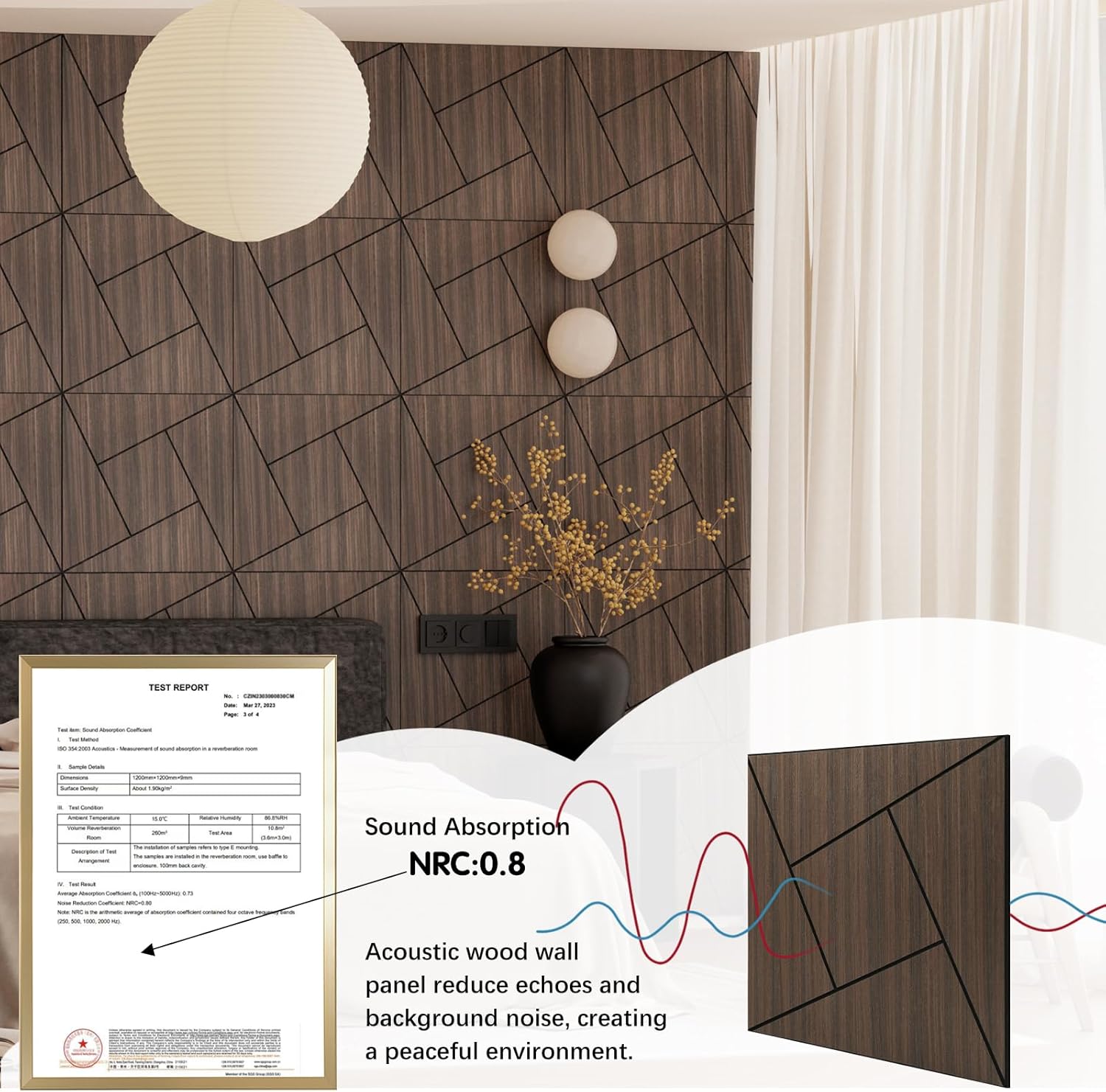 4 Packs Acoustic Wall Panels - Self-Adhesive 3D Wood Slat Wall Panel- Peel and Stick Sound Absorbing Panels for Noise Reducing - Feature Wall Decor for Home & Office