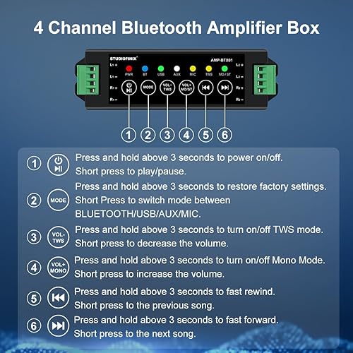 Miniatura 9 de STUDIOFINIX Altavoces de techo Bluetooth de 6.5 pulgadas, sistema de altavoces empotrados con cable de 600 W, ideal para cine en casa, sala de
