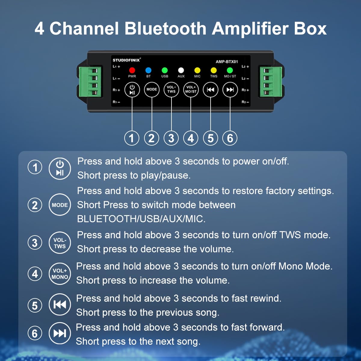 STUDIOFINIX Enceintes Bluetooth de plafond de 16,5 cm, système d'enceintes filaires encastrées de 600 W, idéal pour home cinéma, salon, bureau, kichten, salle d'étude, cave, terrasse couverte et