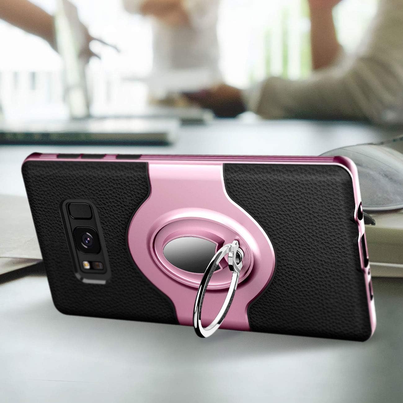 eSamcore Compatible for s 8 Phone case Ring Holder Kickstand Cases Magnetic Phone Car Mount [Rose Gold]