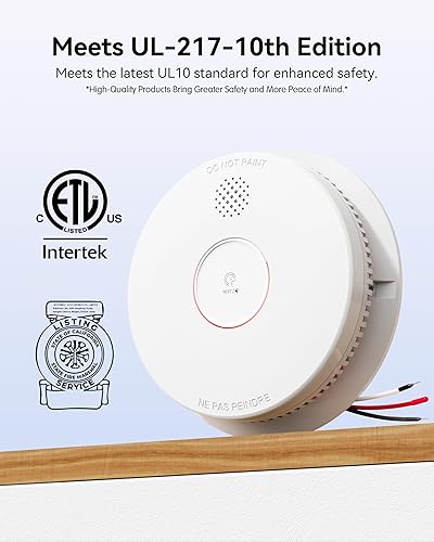 Miniatura 2 de SITERWELL Detector de humo, detector de humo interconectado con cable, alarma de humo fotoeléctrica con batería de reserva de 9 V, alarma de