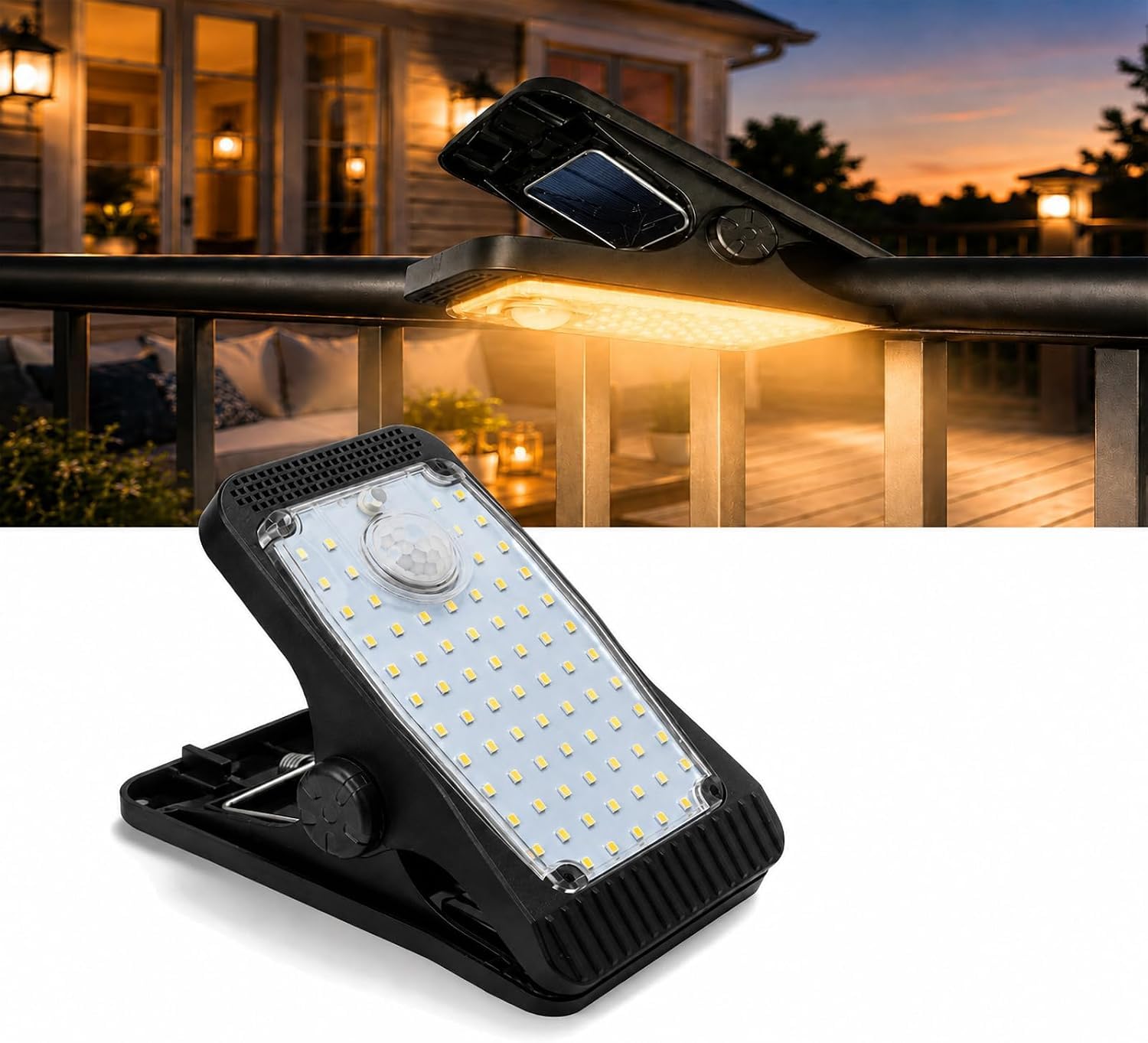 90 LED Solar Lights Outdoor with Motion Sensor, Clip-on Solar Lights Garden 3 Modes Waterproof Wall Light Outdoor Lighting Security Lamp for Deck, Fence (Pack of 2)-picture-30