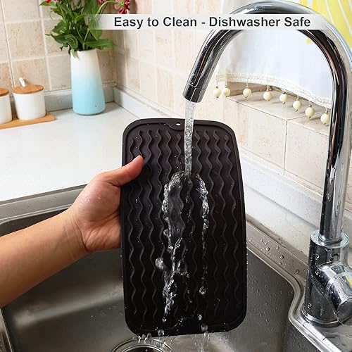 Miniatura 4 de ZLR Tapete de silicona para secar platos para encimera de cocina, tapete ecológico de secado rápido, fácil de limpiar, tapete de secado multiuso,