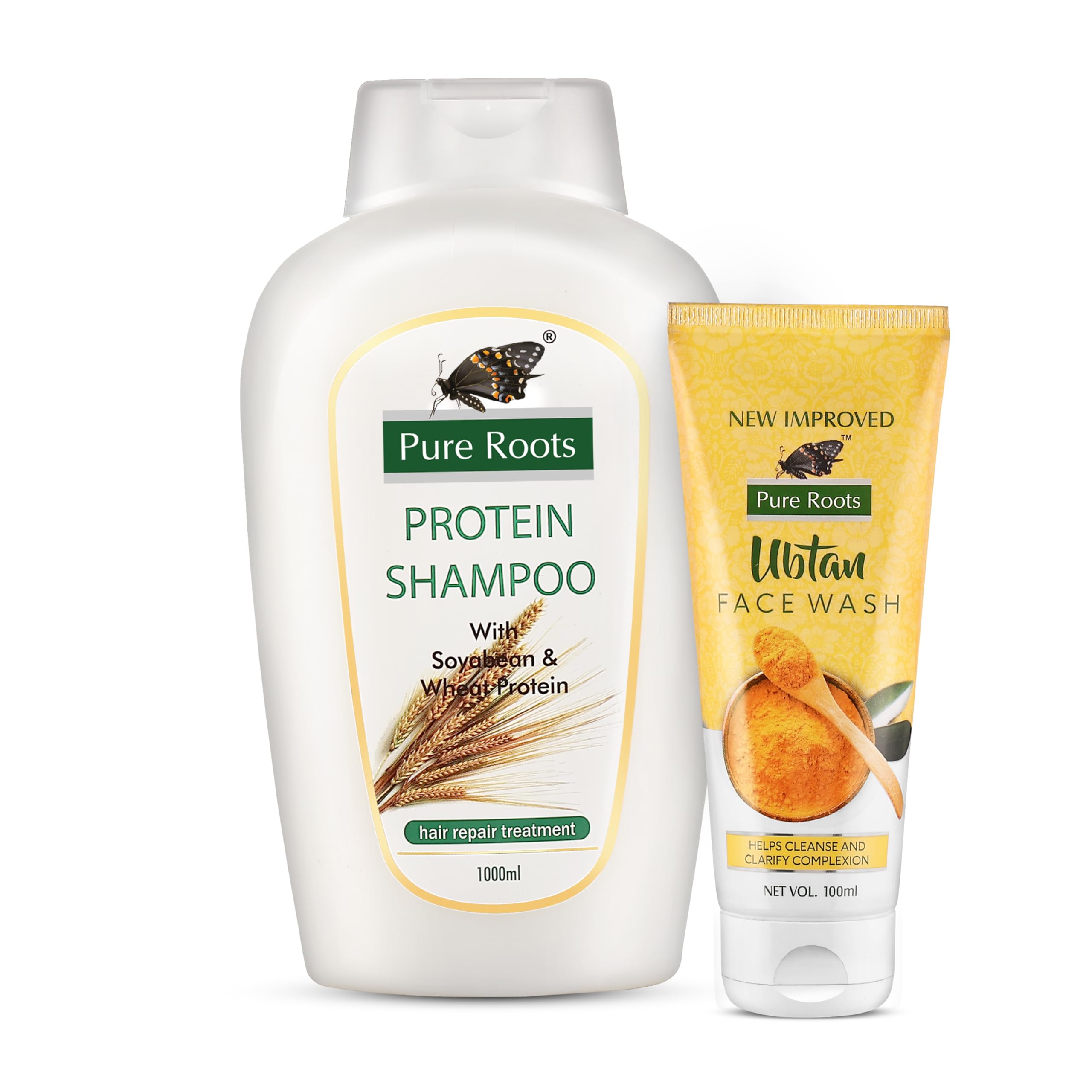 Protein Rich Hair Fall Control Shampoo 1000ml + 100ml Ubtan Face Wash, Ideal for All Skin & Hair Types, Hair Growth & Silky Smooth Hair