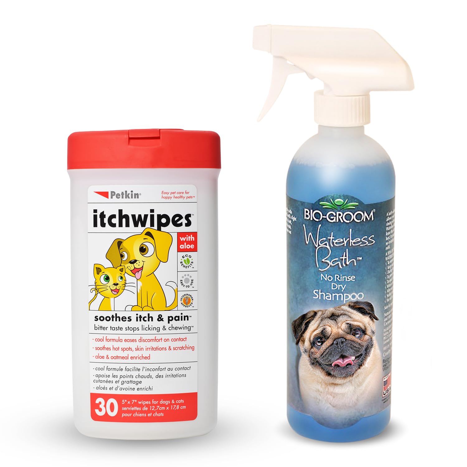 Bio-Groom Waterless Cats and Dog Bath Shampoo, 16-Ounce with Itch Wipes for Pets (30 Wipes) (B09DCJBW9R) Amazon Price History, Amazon Price Tracker