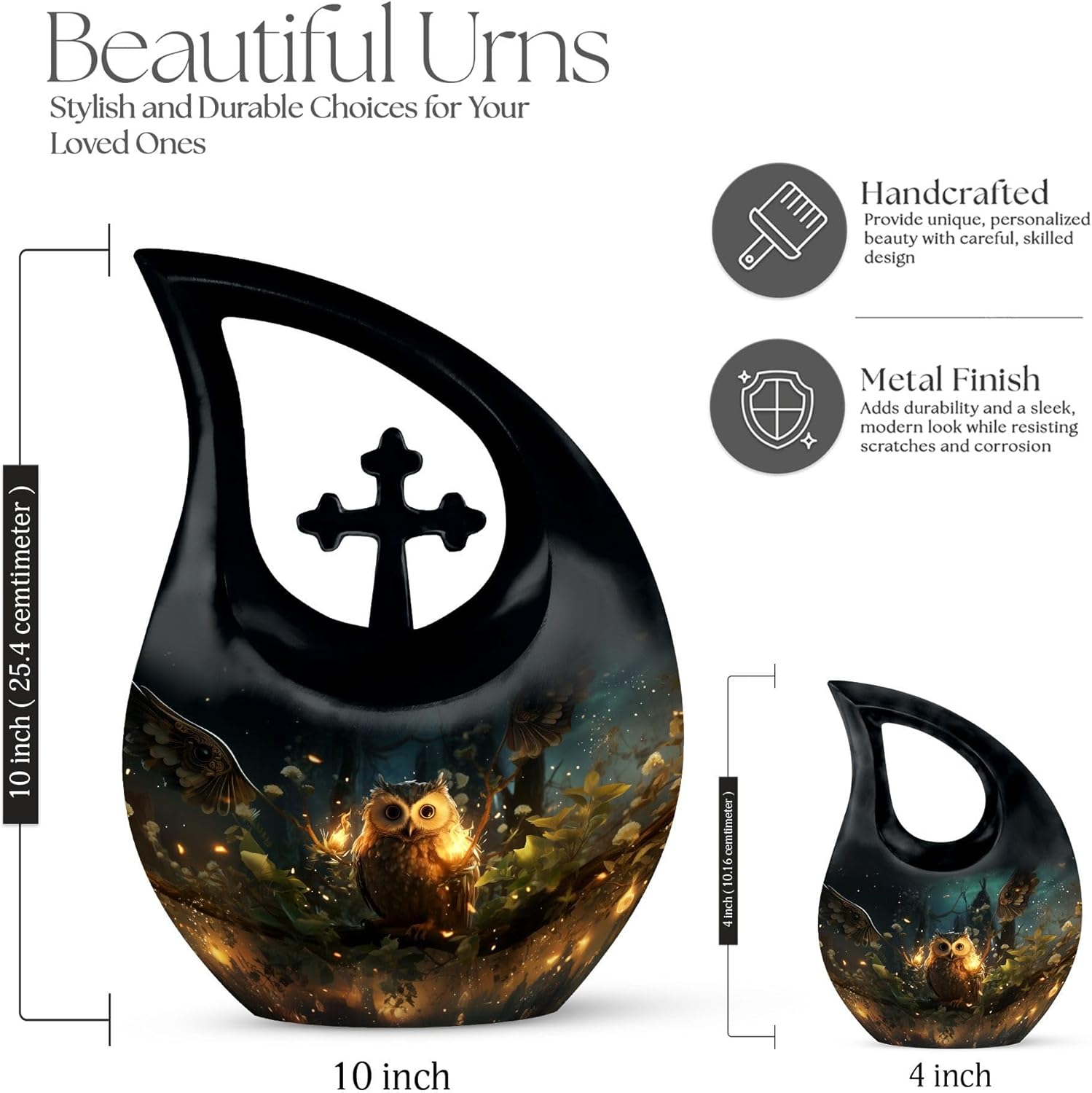 Owl Urn - Large Urns for Human Ashes - Urn for Human Ashes Adult Female & Male - Decorative Urns - Mini Urns for Ashes - Small Urn for Human Ashes - Combo 1 Large & 4 Keepsake