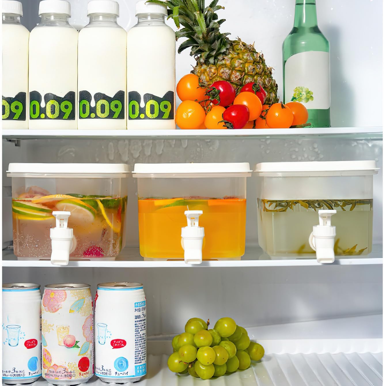 1 Gallon Beverage Drink Dispenser for Fridge, Plastic Beverage Dispenser with Spigot，Juice Container Sealed with Filter Screen，Cold Hot Drink Jug for Christmas Party Supplies (2PCS 1Gallon) - Image 5