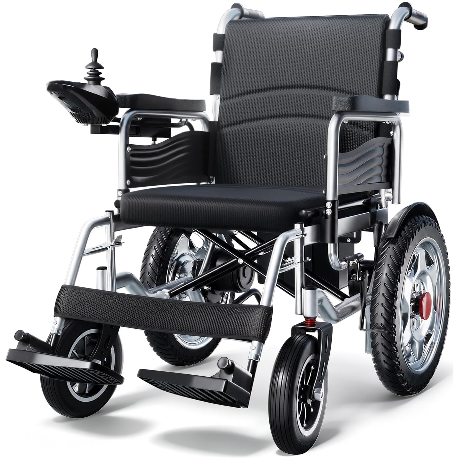 Homyking Silla De Ruedas Eléctrica Plegable para 48cm de ancho, Ligera silla ruedas electrica para mayores, Autonomía de 25 km, capacidad de carga de 150 kg