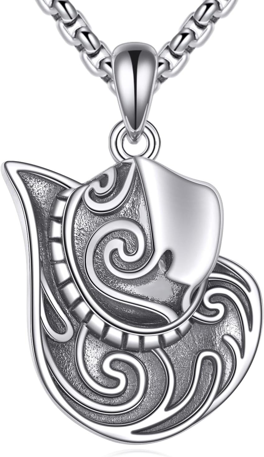 Cowboy Hat Necklace 925 Sterling Silver Vintage Cowboy Hat Necklace Western Style Jewelry Gift for Women Men