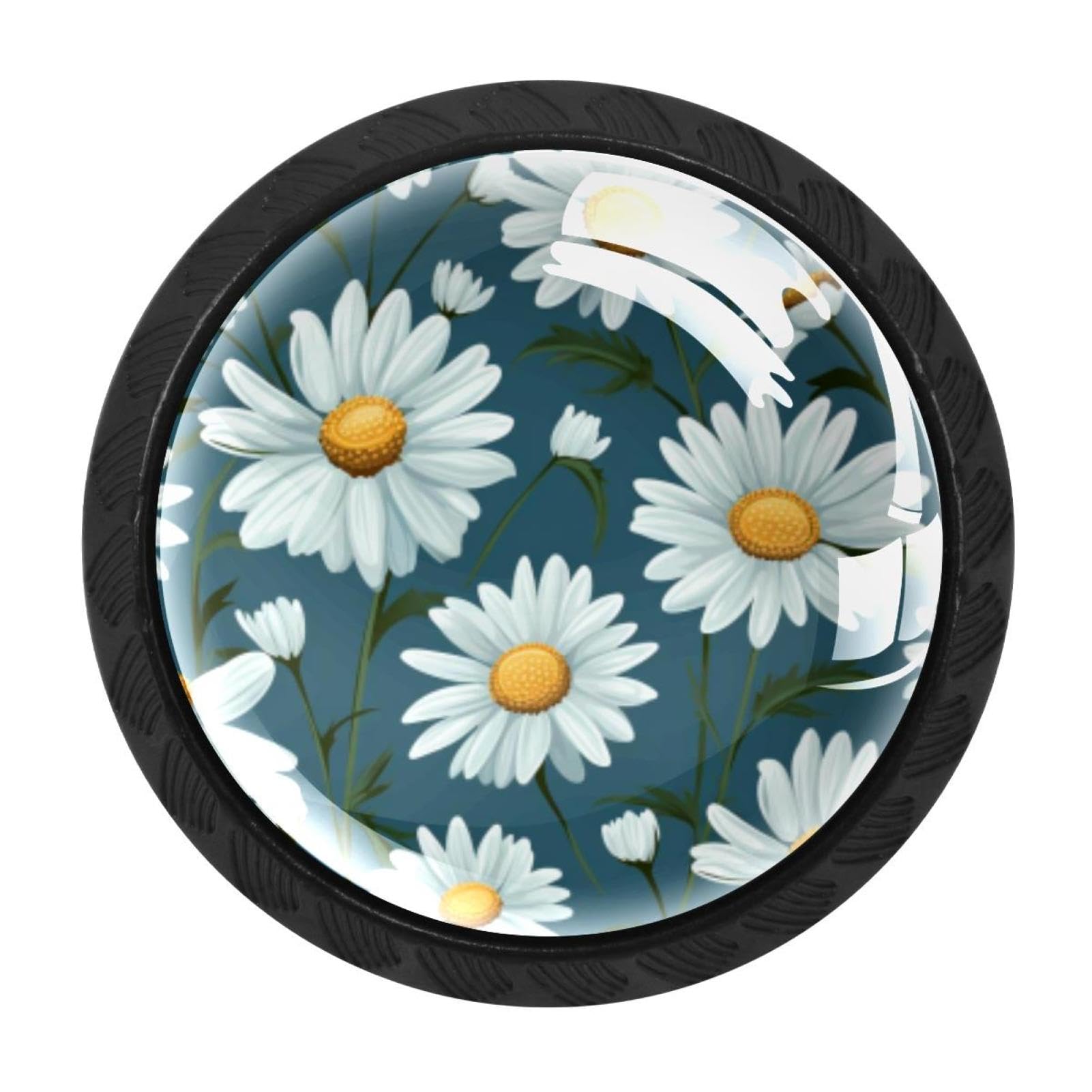 CHENZZZZ Daisy Cabinet Knobs 4 Pieces Drawer Kitchen Cabinets Dresser Cupboard Wardrobe Unique Pulls Handles