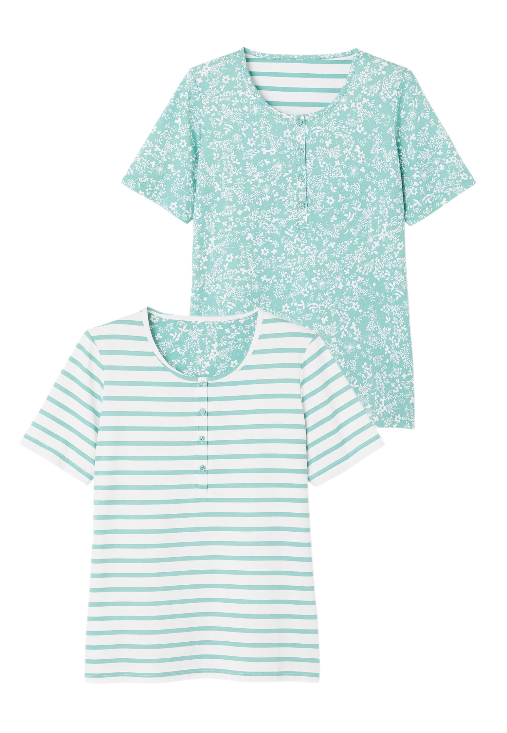 Damart - Pack of 2 T-Shirts, Dark Aqua, 18/20
