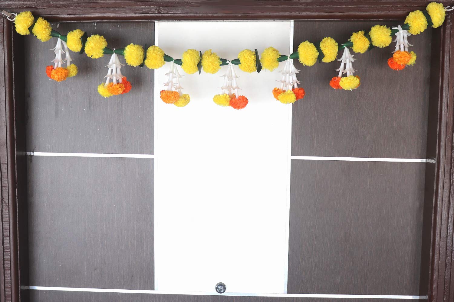 Toran tissu de calendula jaune fleur de lys pour entrée accueillante