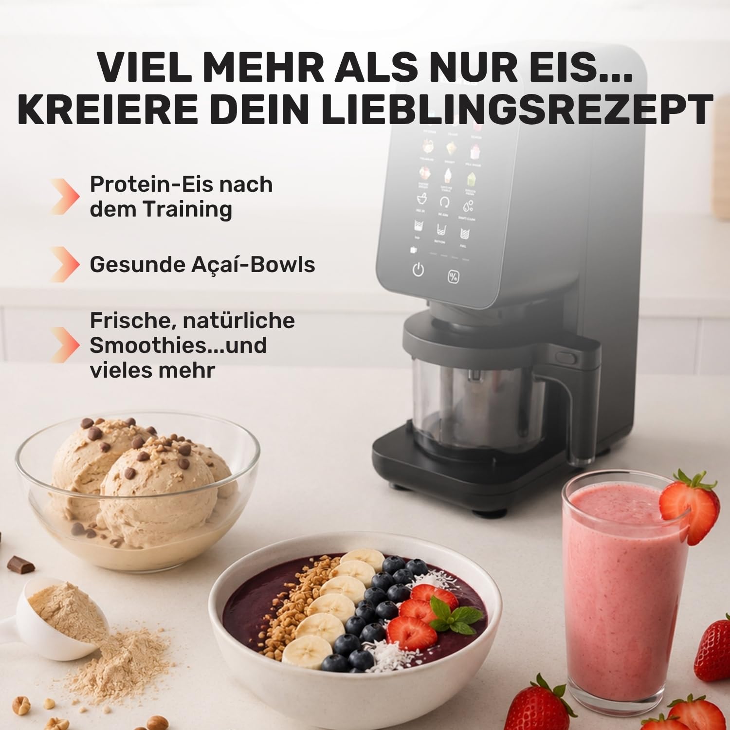 Taurus Gelato Flow Elektrische Eismaschine mit 12 Programmen und 3 Behältern