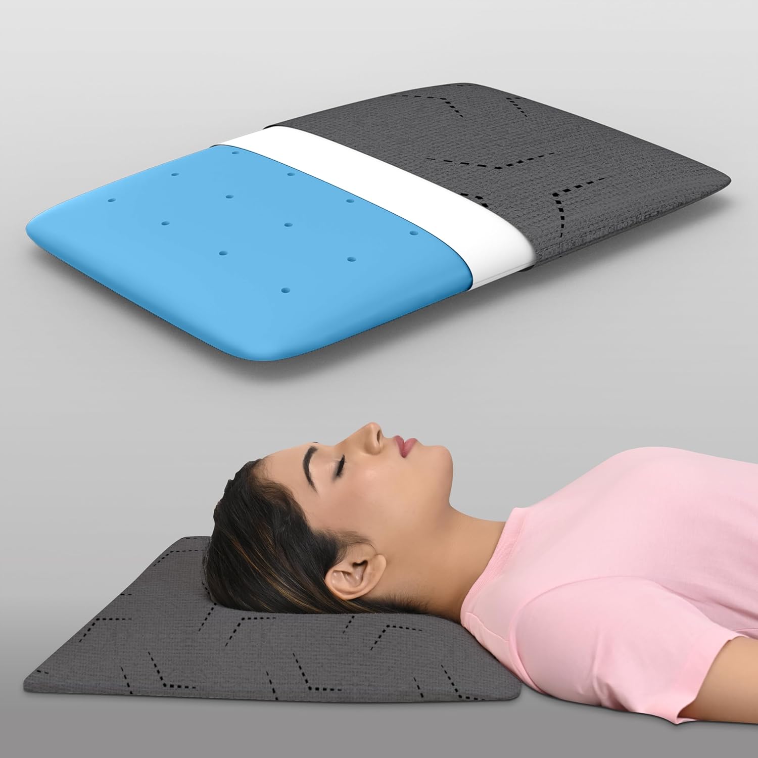 MY ARMOR Ventilated Cool Gel Memory Foam Pillow UltraThin Size