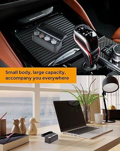 Miniatura 2 de Organizador portátil de monedas para automóvil, caja de almacenamiento de monedas para automóvil, organizador de cambio de monedas, dispensador de