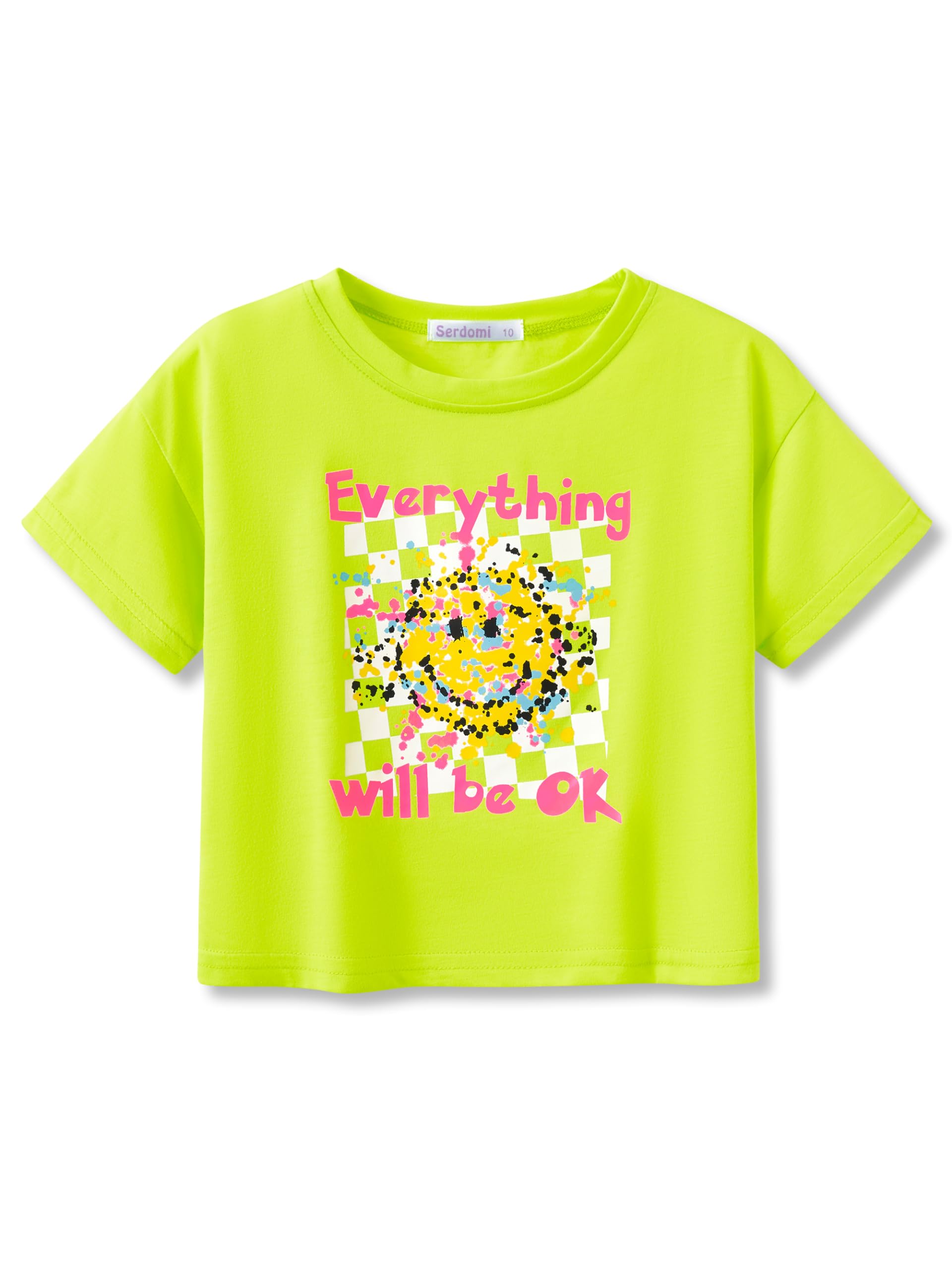 Serdomi Stylish Graffiti/Butterfly/Tropical Crop Top for Little & Big Girls - Cool Summer T-Shirt Clothes Size 6-18