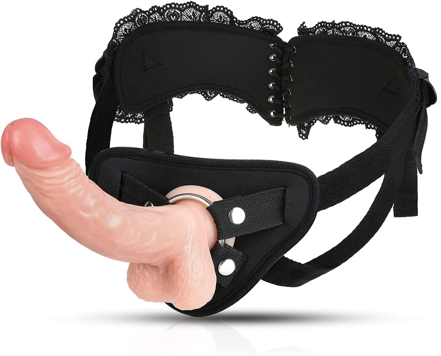 Strap On Dildo Harness for Pegging, Adjustable Sex Harness with Realistic Anal Silicone Dildo Penis G-Spot Stimulator Sex Toys for Women Lesbian Couple (Skin)