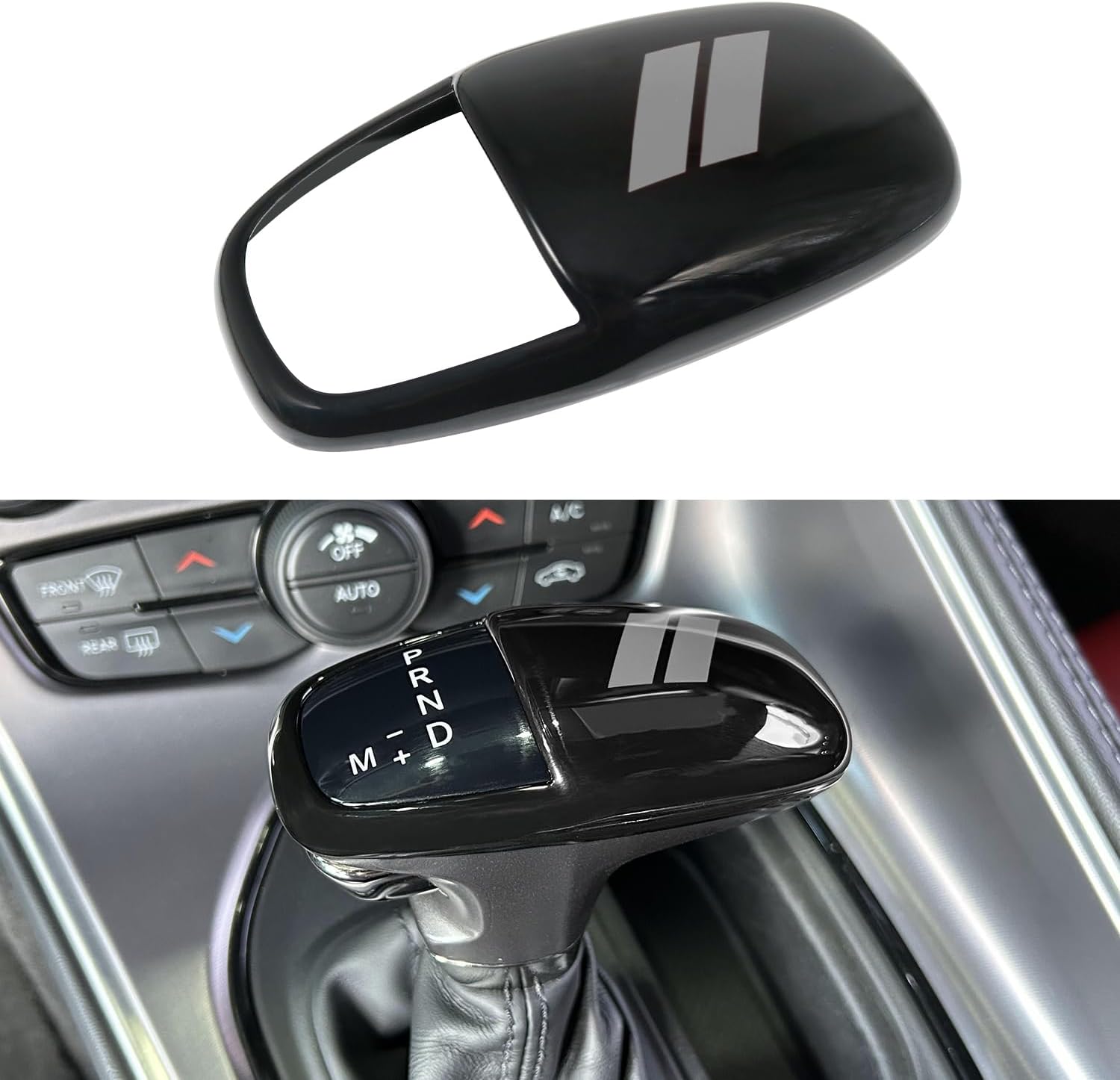 Gear Shift Knob Head Cover for Dodge Charger Accessories 2015-2023 Challenger 2015-2024 Durango 2016-2026 ABS Interior Shell Insert Decoration Protector (Gray Trim)