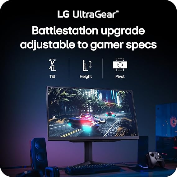 LG 27GR83Q-B 27-inch Ultragear QHD (2560x1440) IPS Gaming Monitor, 240Hz, 1ms, DisplayHDR 400, G-Sync AMD FreeSync Premium, HDMI 2.1 DisplayPort, 4-Pole HP Out DTS GP:X, Tilt/Height/Pivot Stand, Black