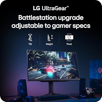 LG 27GR83Q-B 27-inch Ultragear QHD (2560x1440) IPS Gaming Monitor, 240Hz, 1ms, DisplayHDR 400, G-Sync AMD FreeSync Premium, HDMI 2.1 DisplayPort, 4-Pole HP Out DTS GP:X, Tilt/Height/Pivot Stand, Black