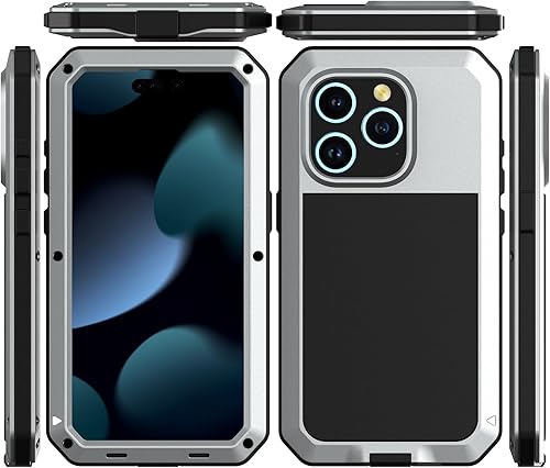 Miniatura 7 de Marrkey Compatible con iPhone 15 Pro Max, funda protectora de cuerpo completo 360, resistente a los golpes Armadura resistente Funda de metal de