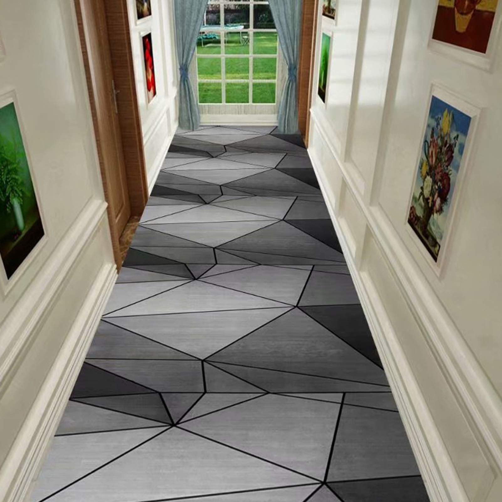 Yjrbz Grey Narrow Rugs Runners For Entryway Stairs Hall Corridor, Modern Carpet Runner For Hallway, 1M/1.5M/2M/2.5M/3M/3.5M/4M/4.5M/5M/5.5M/6M Long Carpet (Size : 80×400Cm)