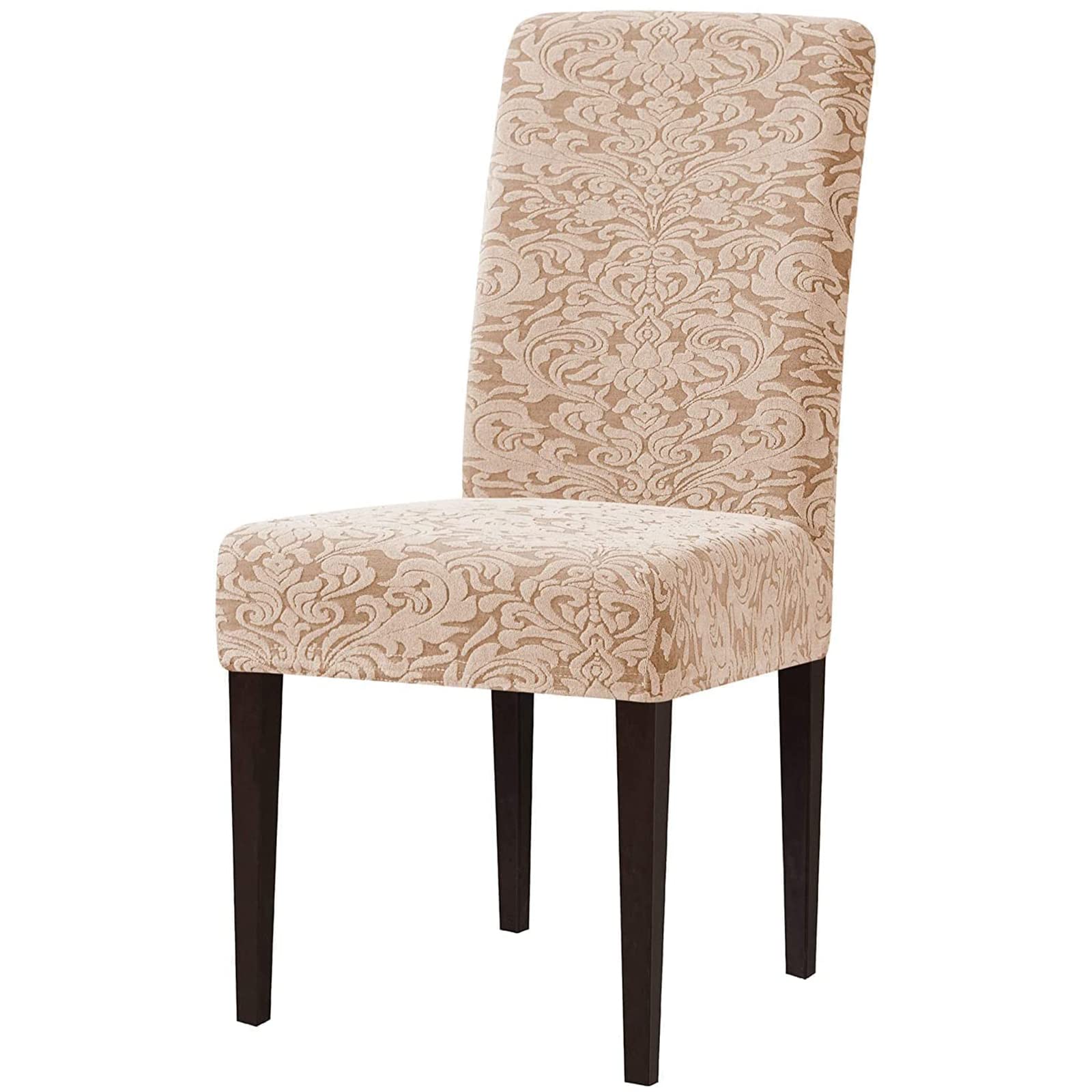 Leomix F Jacquard Damask Dining Chair Slipcovers, Washable Chair Cover Stretch Urniture Removable High Back Chair Protector, Or Home Dining Room Kitchen Hotel,,6Pack