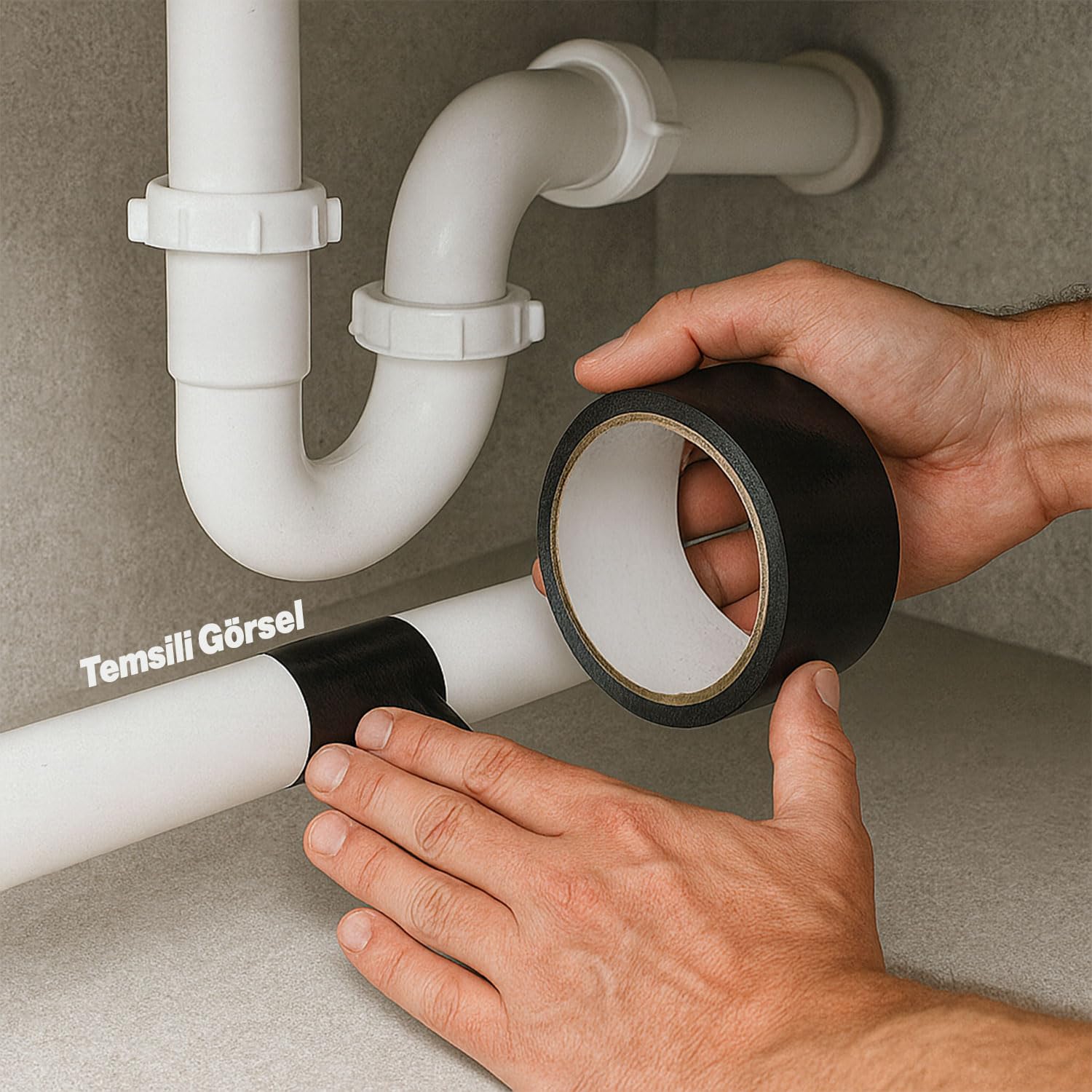 Siyah Tamir Bandı 75 MM x 10 MT Çok Amaçlı Güçlü Yapışkan Suya Dayanıklı Geçirmez Onarım Bandı