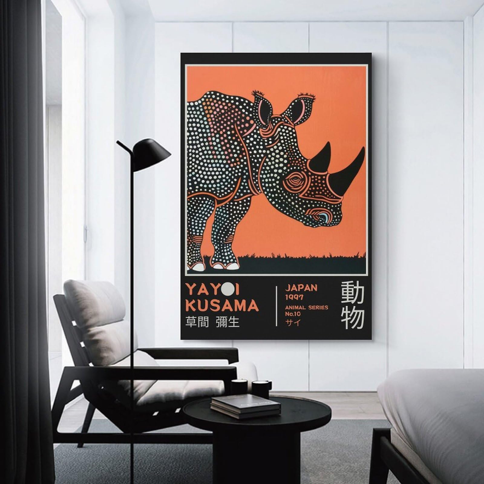 Junmoney Yayoi Kusama Rhino No.10 Exhibition Poster Wall Art Print, 20x30inch(50x75cm), for Living Room, Bedroom, Office Or Hallway, Canvas Wall Art That Fits Changing Layouts