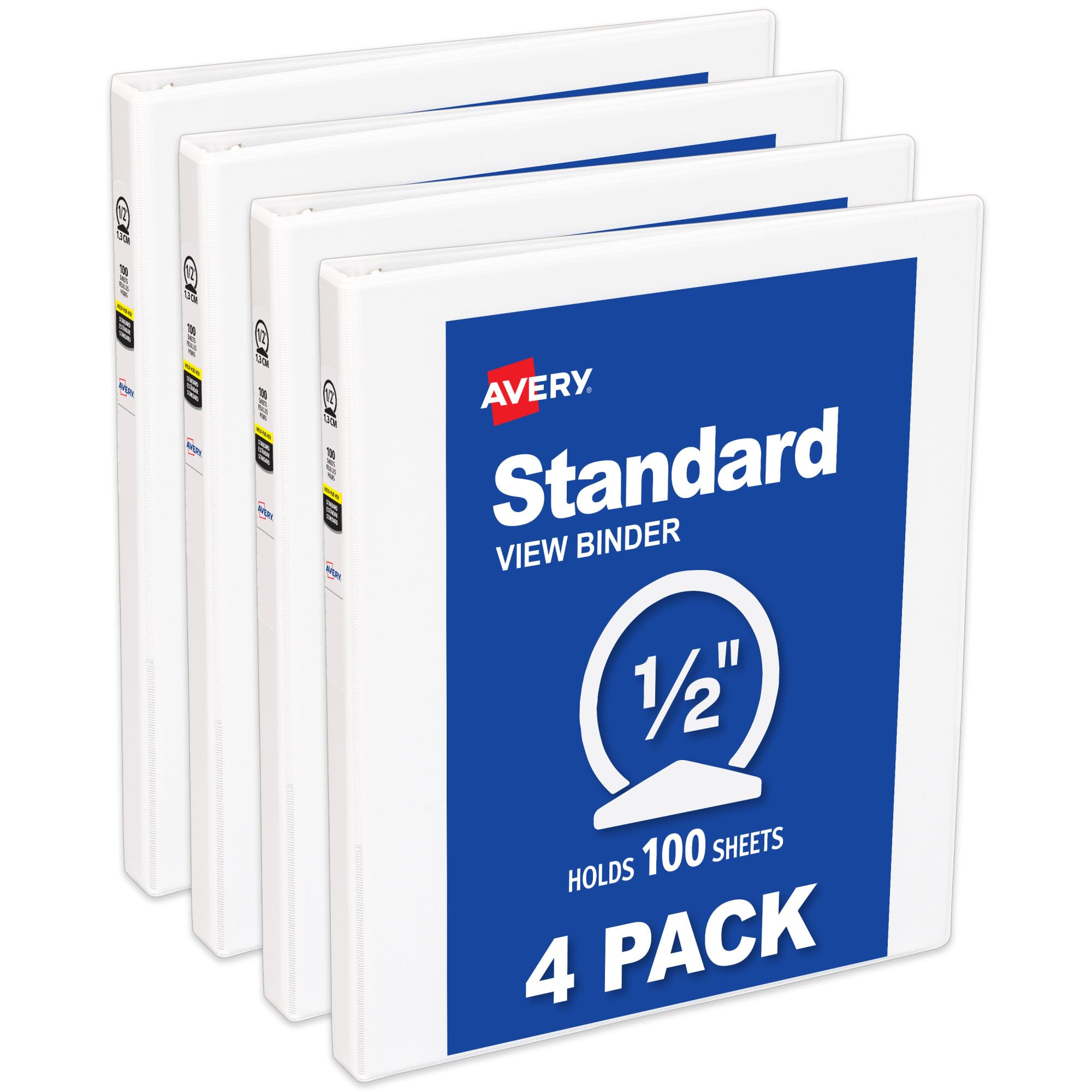 Avery Economy View - Raccoglitori a 3 anelli, anelli rotondi da 1,3 cm, capacità 100 fogli, dorso largo 1,8 cm, raccoglitori bianchi, ideali per organizzazione leggera e riferimenti occasionali