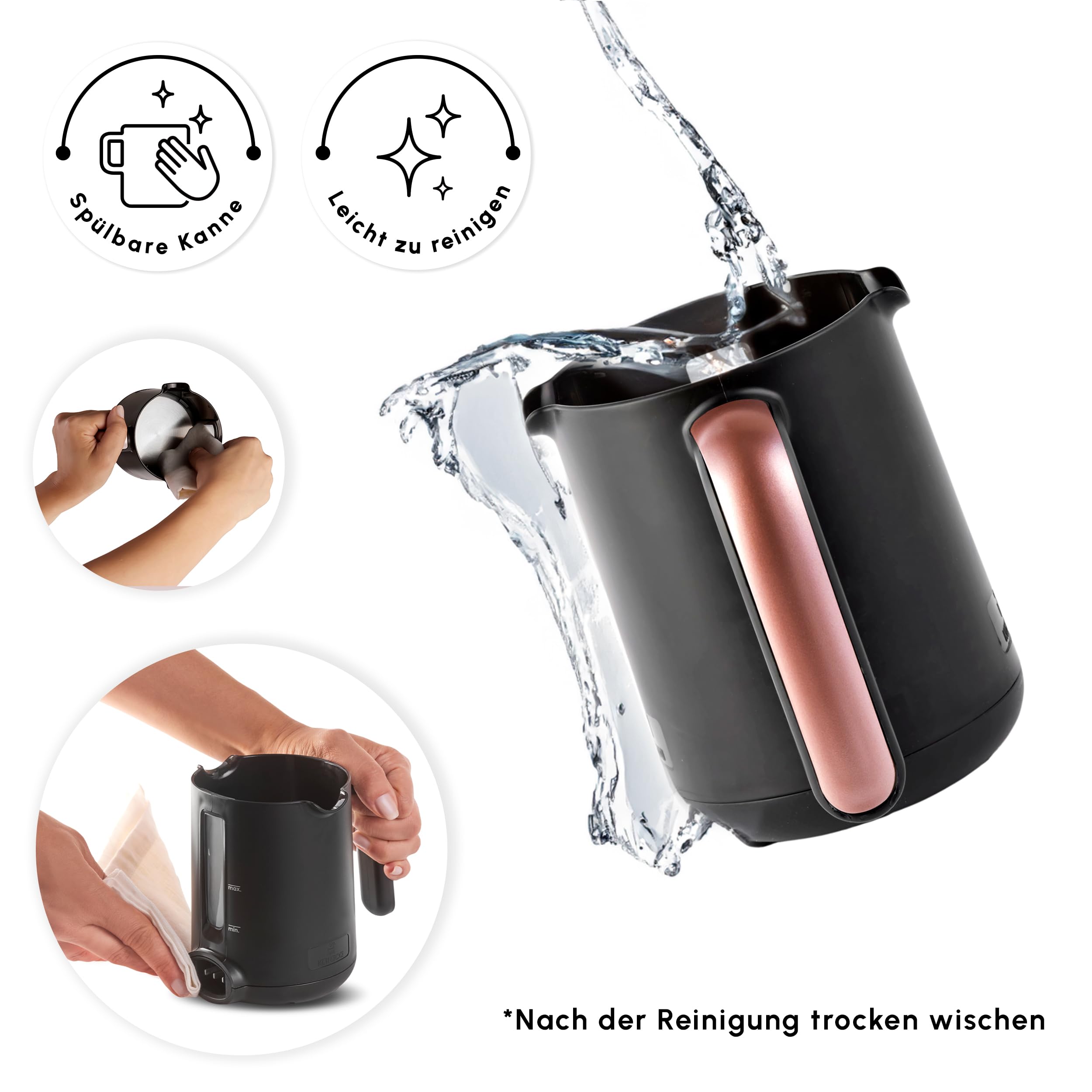 KARACA Hatır Roast - Caffettiera turca in oro rosa, 5 tazze, capacità 535 W, sistema di allarme vocale, sistema di allarme luminoso, misurino, facile da pulire