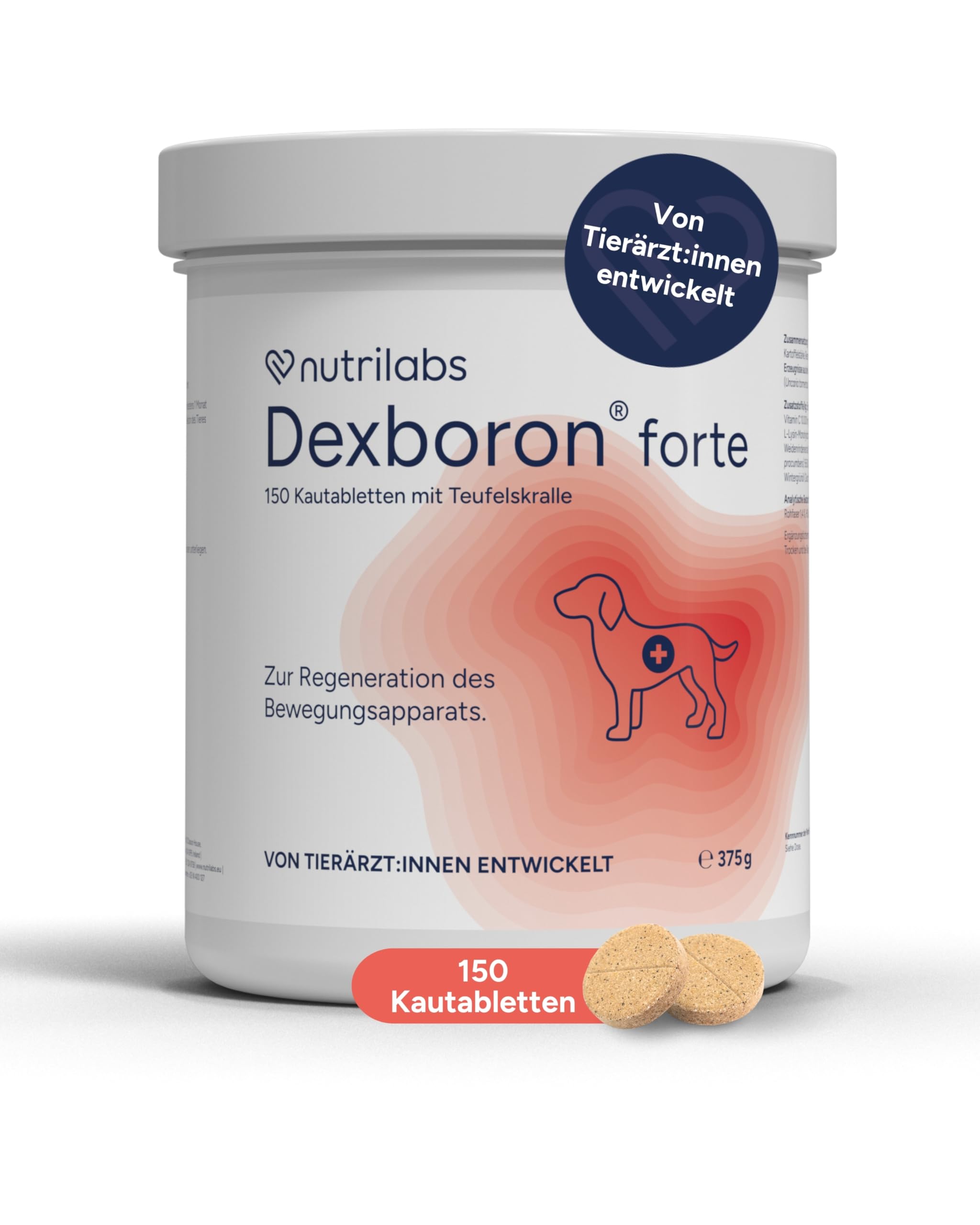 NutriLabs Dexboron forte Hunde Kautabletten 150 STK. - Tabletten mit Teufelskralle - Regenerationsmittel mit Weidenrinde, Weihrauchextrakt u.v.m.