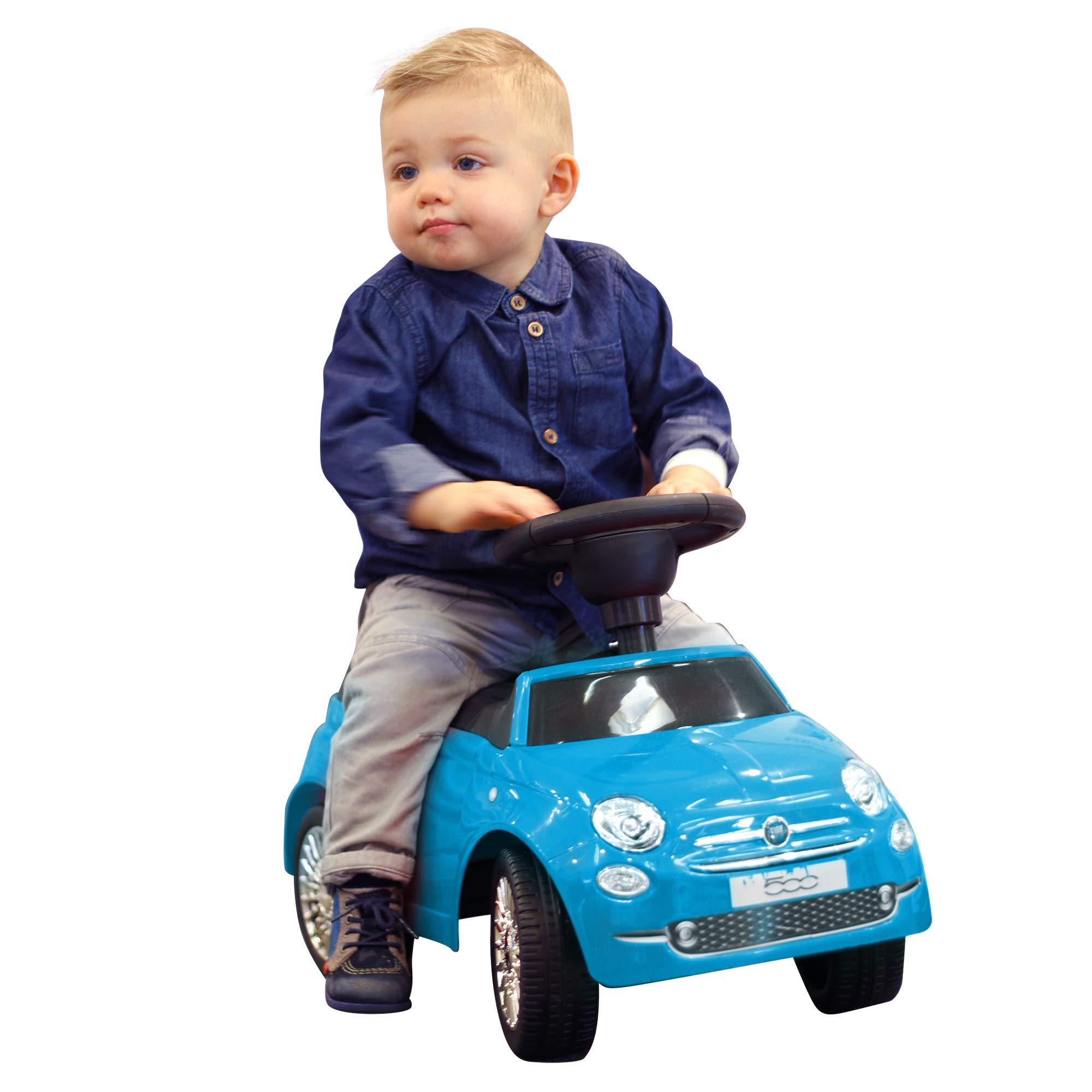 TURBO CHALLENGE - Trotteur Fiat 500-119095 - Bleu - Plastique - Poids Max 25 Kg - À Partir de 12 Mois