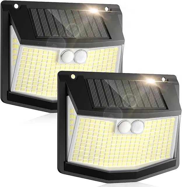 Lámpara Solar Exterior LED: 248 Luces con Sensor Movimiento IP65 Impermeable 2 Paquete