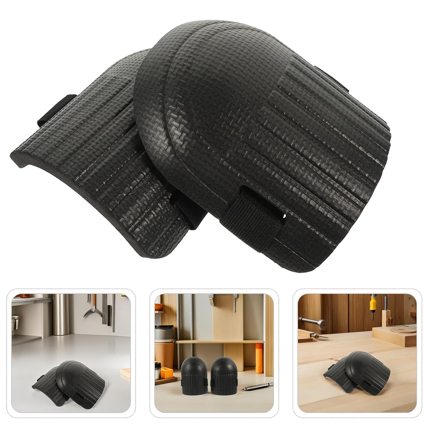 Work Knee Pads for Men, Wear-resistant Foam Knee Guards with Adjustable Straps, Lightweight Protective Kneepads for Construction, Warehouse, and Industrial Use – 2 Pieces Black