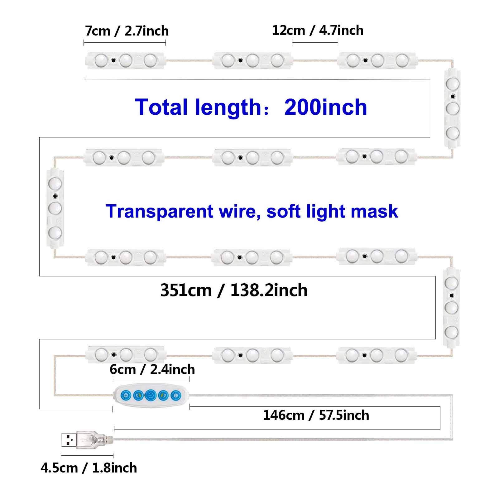 LED Vanity Mirror Front Light DIY Hollywood Style Maquillage Lumières Cool Blanc Lumière Couleur Dimmable Light Belt USB Mirror Light Belt pour Maquillage Vanity Table & Salle De Bains Miroir