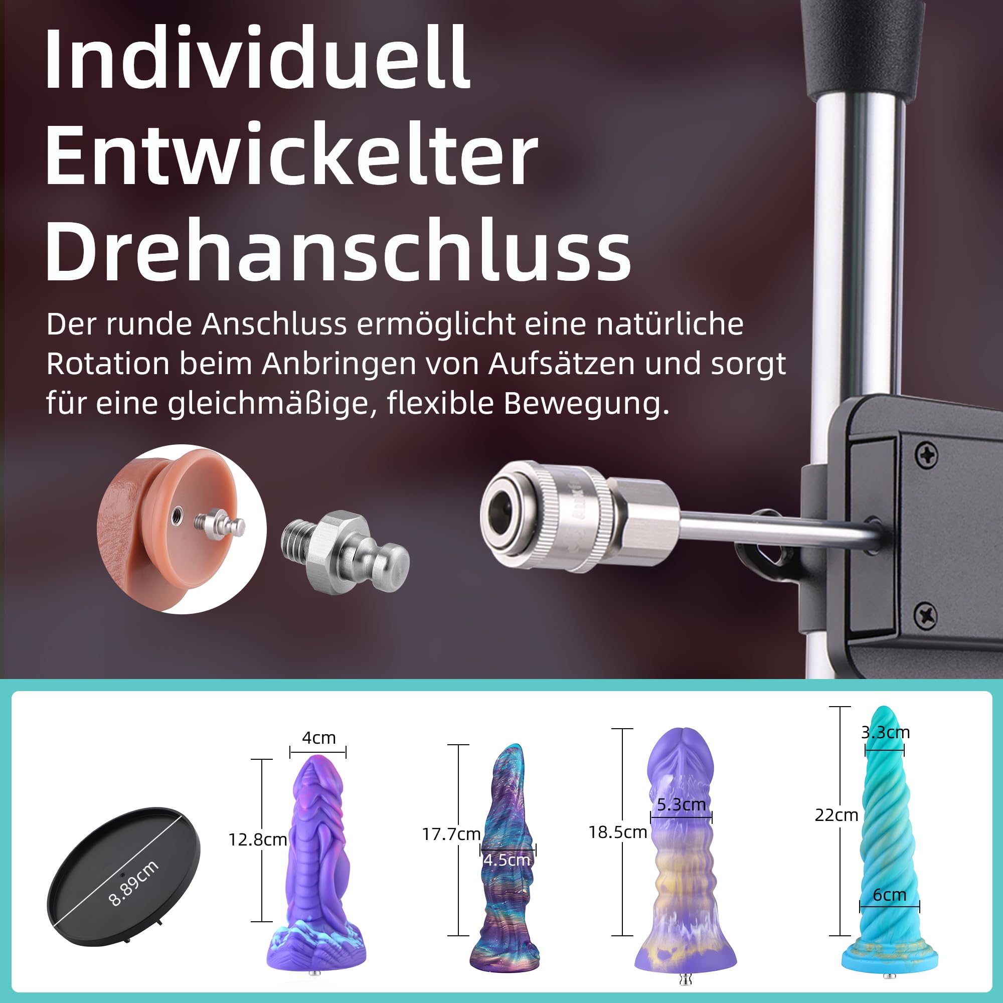 Sinloli Sex Machine inspiriert von der Form eines Ukuleles vereint Kraft, Eleganz und Kompatibilität mit einer großen Auswahl an Fantasy-Silikon-Zubehör.