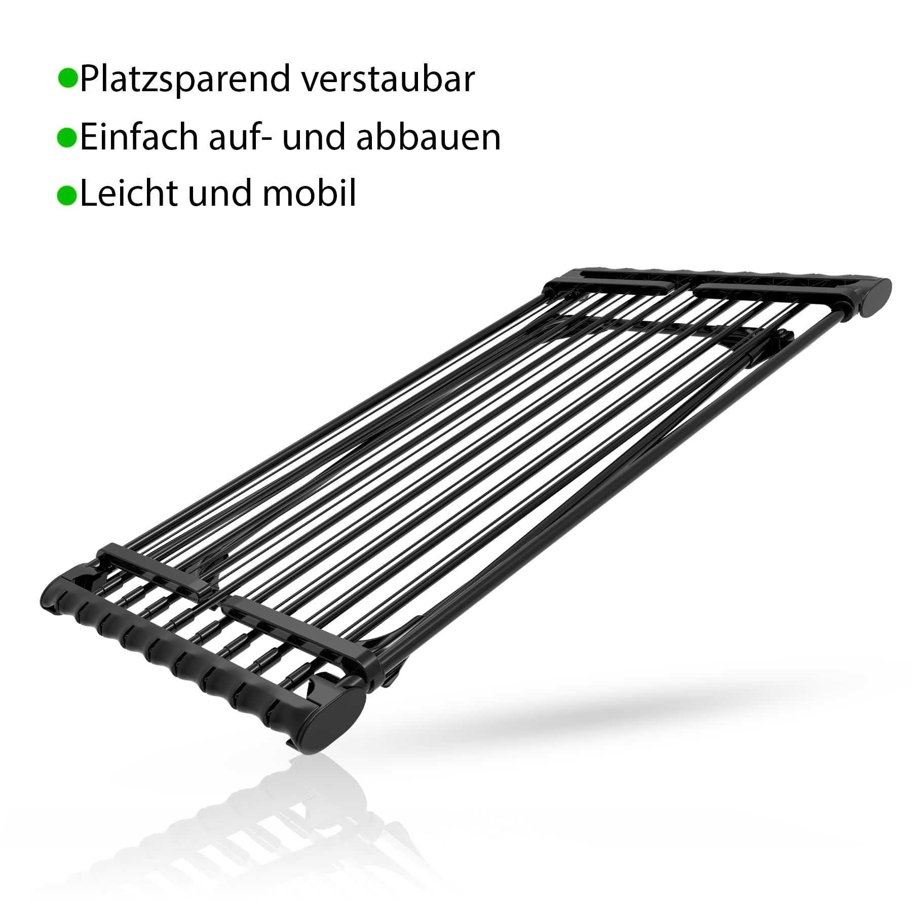 BigDean Wäscheständer 280 mit dicken Leinen Jumbo Schwarz ausziehbar 28m Trockenlänge - einfaches Bügeln