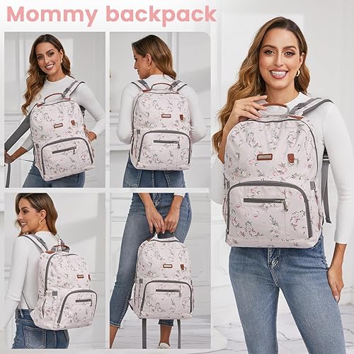 Miniatura 7 de Mochila para pañales, bolsas de pañales grandes para bebés con cambiador portátil para niños y niñas, bolsa de viaje multifunción para mamás, papás,