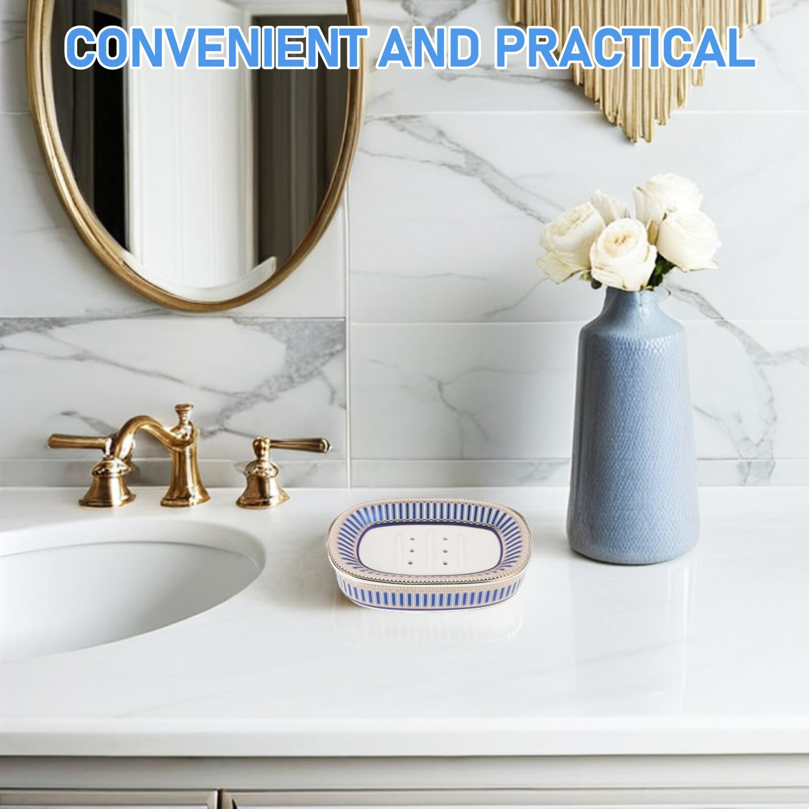 KOMBIUDA Hygienische Keramik Seifenschale mit Mehrstufigem Abflussdesign und Abnehmbarem Aufbau Stilvolle Seifenablage für Badezimmer und Küche Leicht zu Reinigen und Elegant