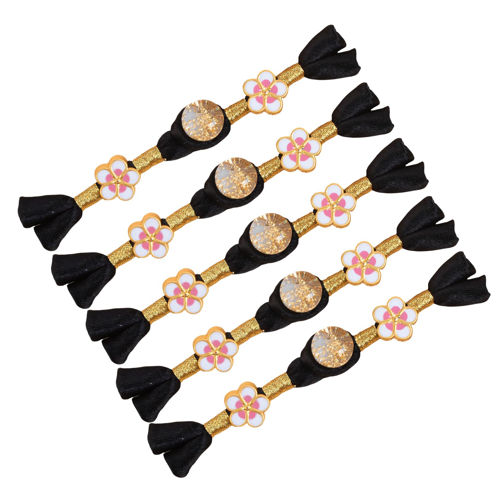 Alloneslife Black 5Pcs Traditional Chinese Knot Button Closure Decorative Sewing Button Fasteners For Wedding Dress Costume Decoration Old Dressmaking Components