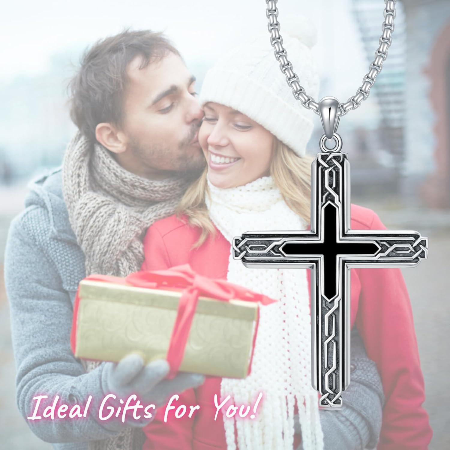 SIMONLY Cross Necklace 925 Sterling Silver Abalone Obsidian Opal Tigers Eye Turquoise Necklace Celtic Knot Lapis lazuli Pendant Protection Catholic Jewelry Religious Christian Gifts for Men Women - Image 7