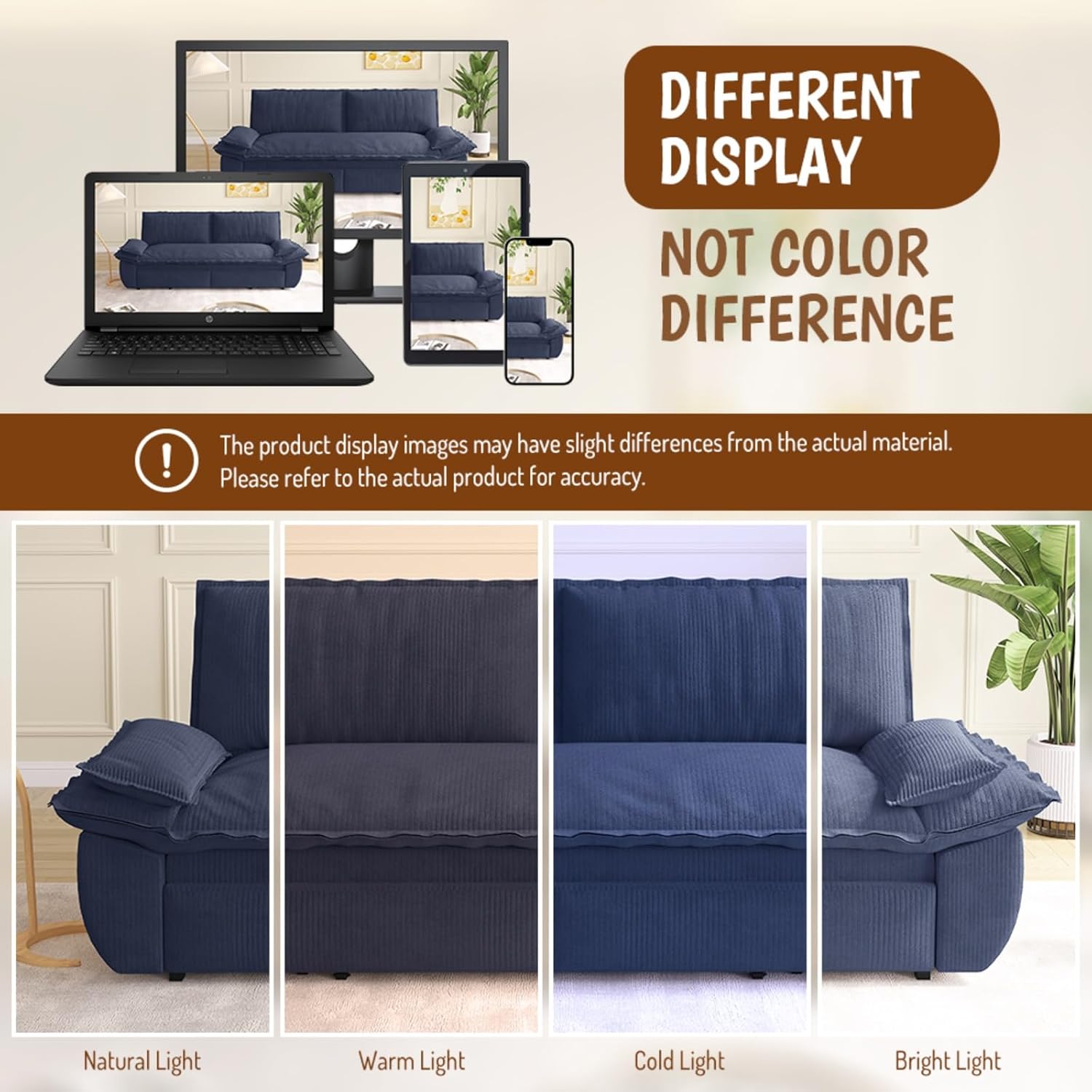 Upholstered Queen Sleeper Sofa, 3-in-1 Convertible Loveseat Sleeper Couch with Pull Out Folding Bed, Corduroy Love Seat Sofabed, Space Saving, Easy Assembly, (Blue) | Queen sofa couch