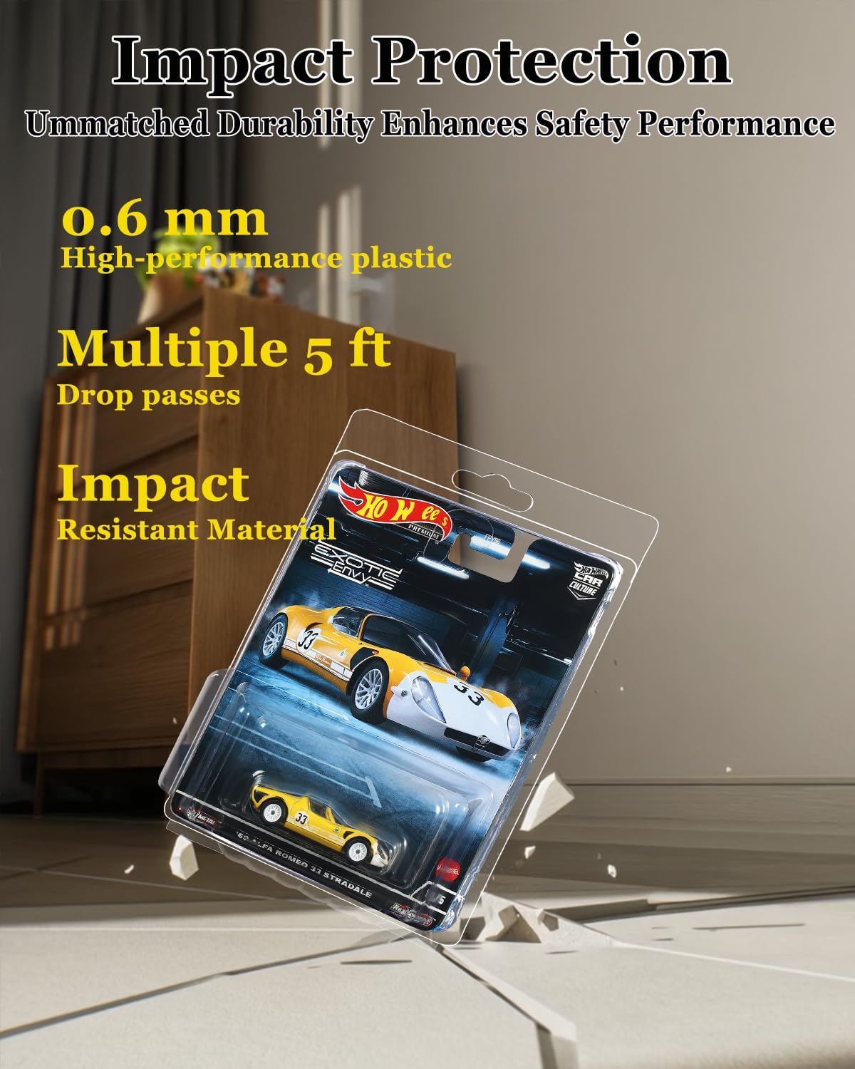 [30 Pack] Heavy Duty Protector Case for Hot Wheels Premium, Car Culture & Replica Series, Clear Clamshell Display Shield, Dust-Proof Blister Pack Storage for Larger Wide Card Backings
