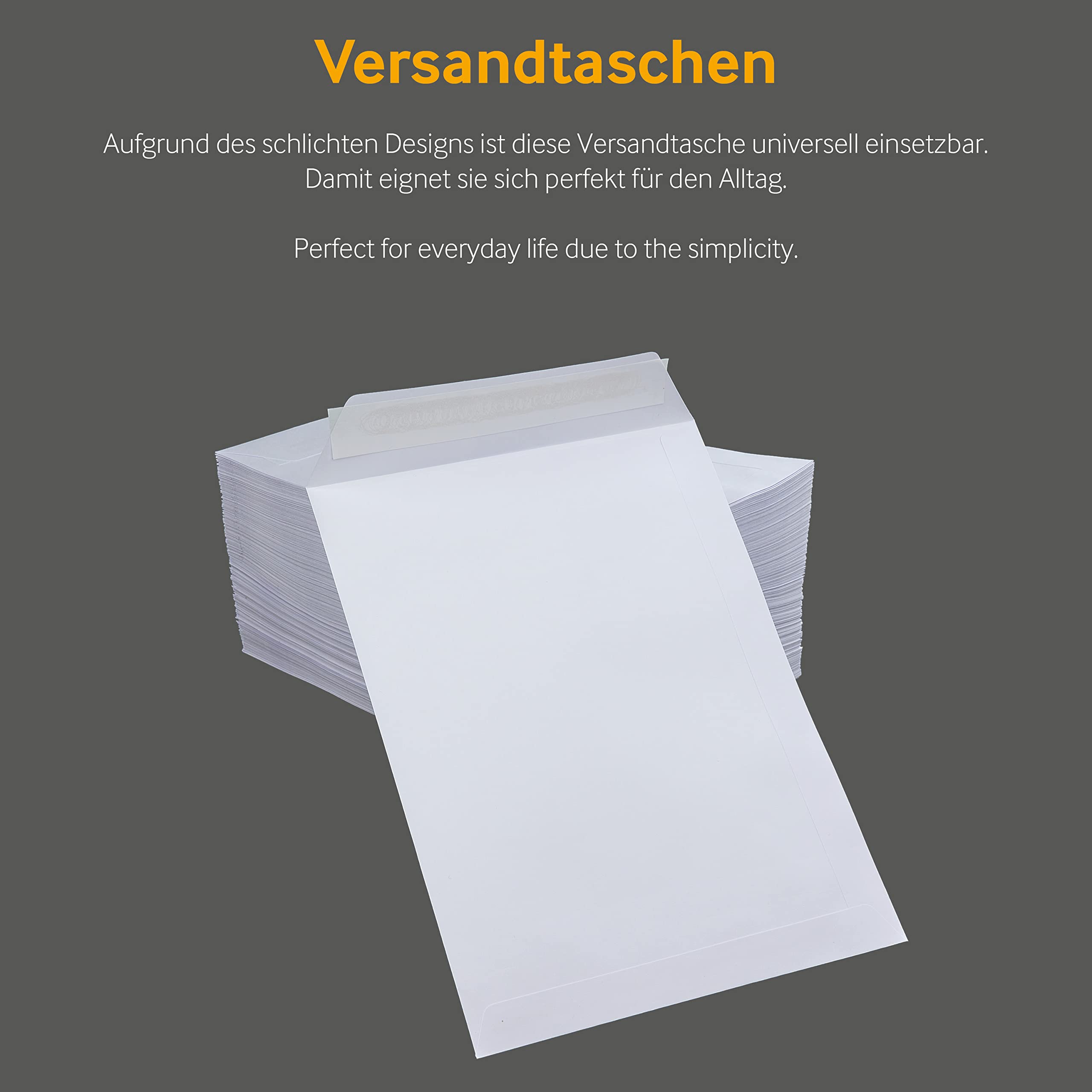 250 Stück, Versandtaschen, DIN E5, Haftklebung mit Abziehstreifen, Gerade Klappe, 100 g/qm Offset, Ohne Fenster, Weiß, Blanke Briefhüllen