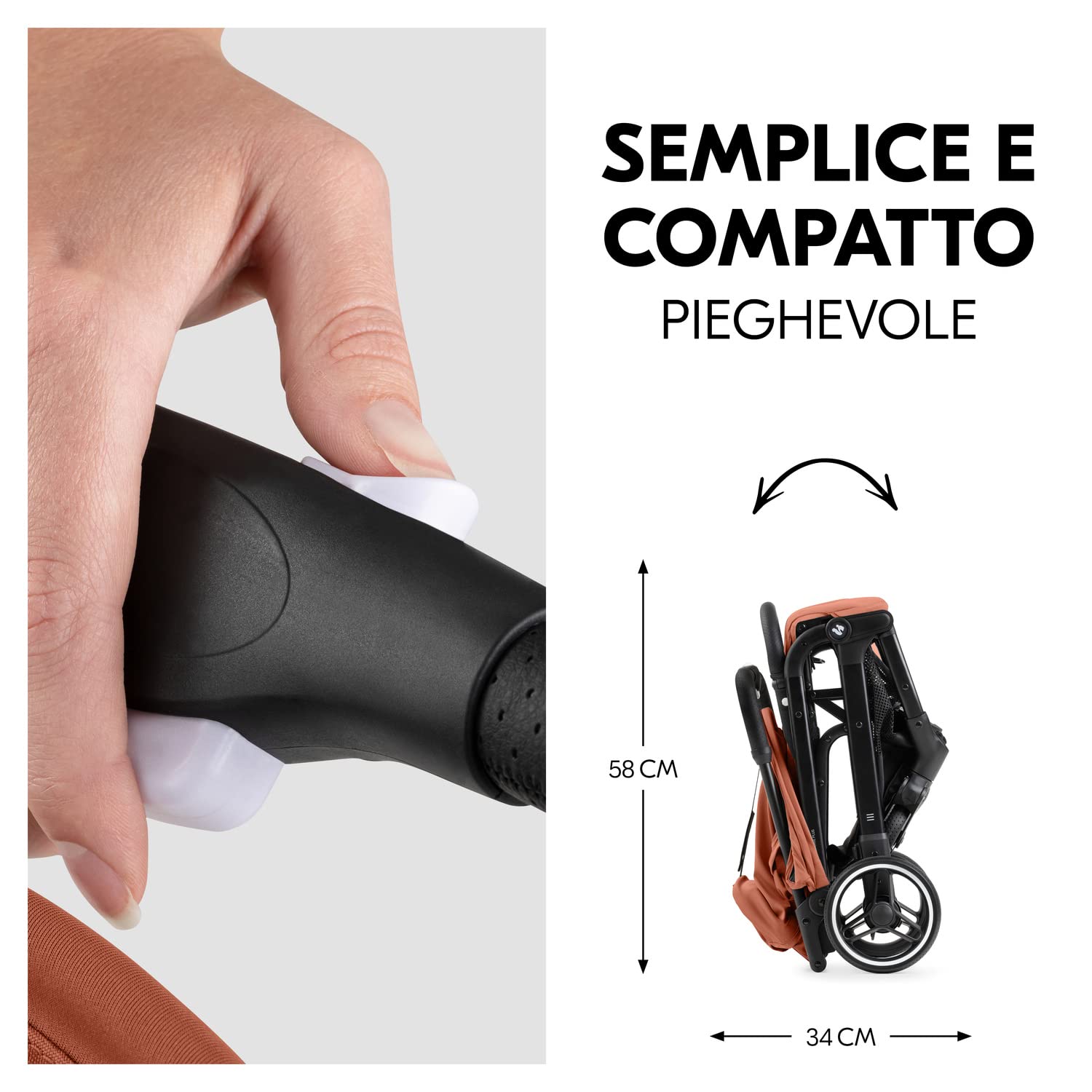 hauck Travel N Care Plus, Arancione - Passeggino da Viaggio Leggero dalla Nascita fino a 22 kg - Tessuti Stretch e Cuscino - Reclinabile, Compatto e Richiudibile - Cappottina UPF 50+ Finestre in Rete