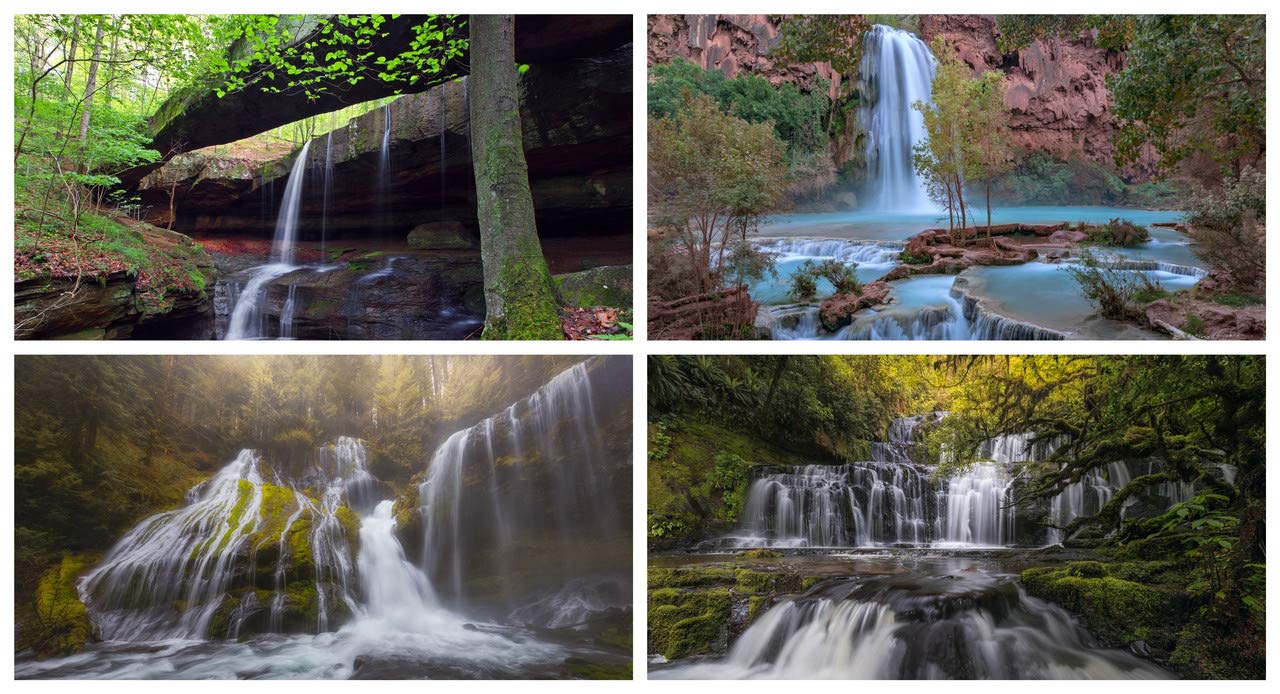 5 Ace Combo pack of 4 Poster amazing 3way waterfall poster for Home,office,Gym, Vastu |12x18 Inch, Multi Color,250 GSM Paper