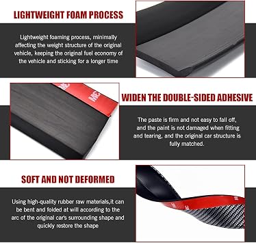 1 PC Car Front Lip Anti-Collision Rubber Strips, Car Front Bumper Skirt Kits, Car Spoiler Protection Decoration, Universal for Most Cars (Black)