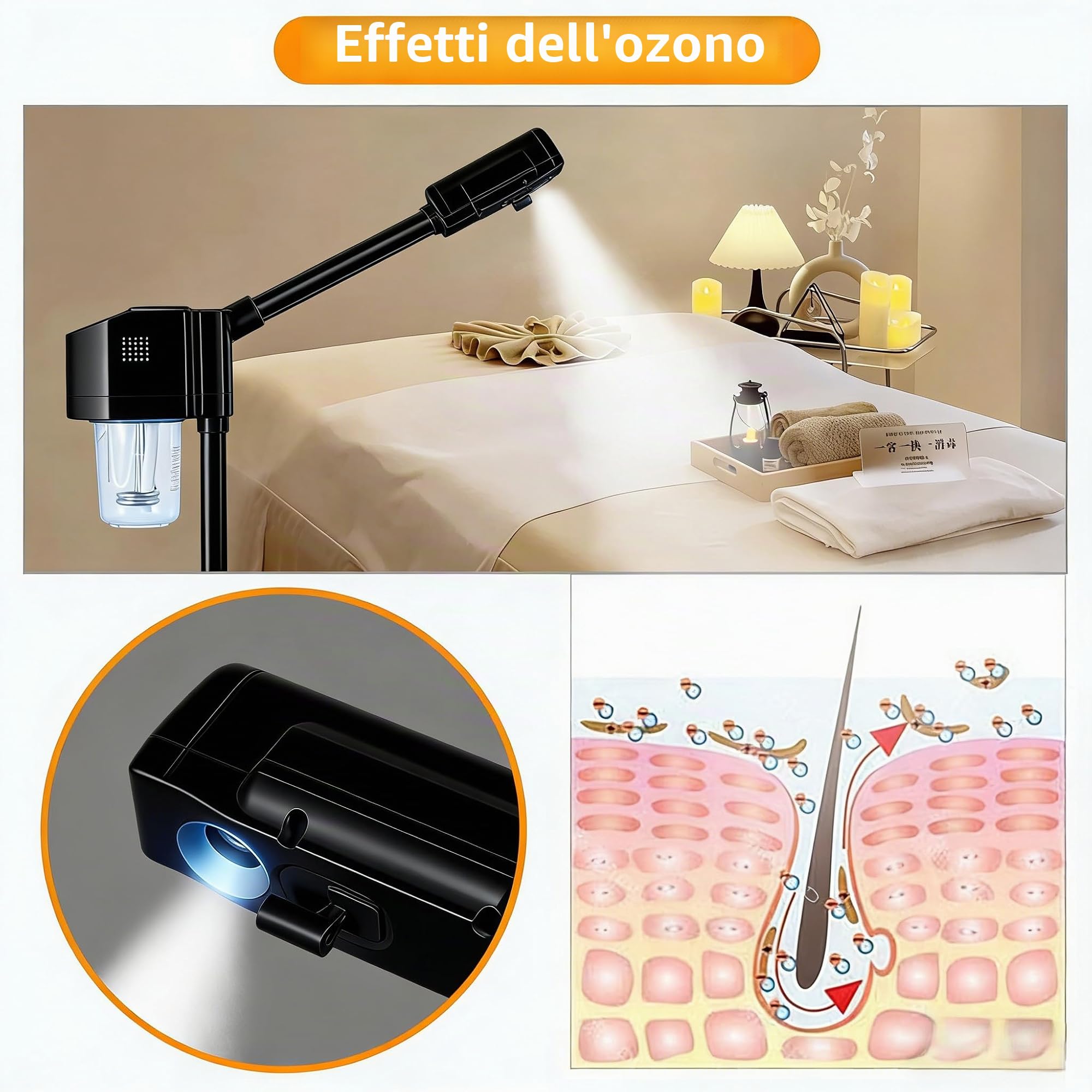 Vapore facciale professionale, vaporizzatore a vapore caldo con ozono, vaporizador per il viso per estetista, spa a casa, nero