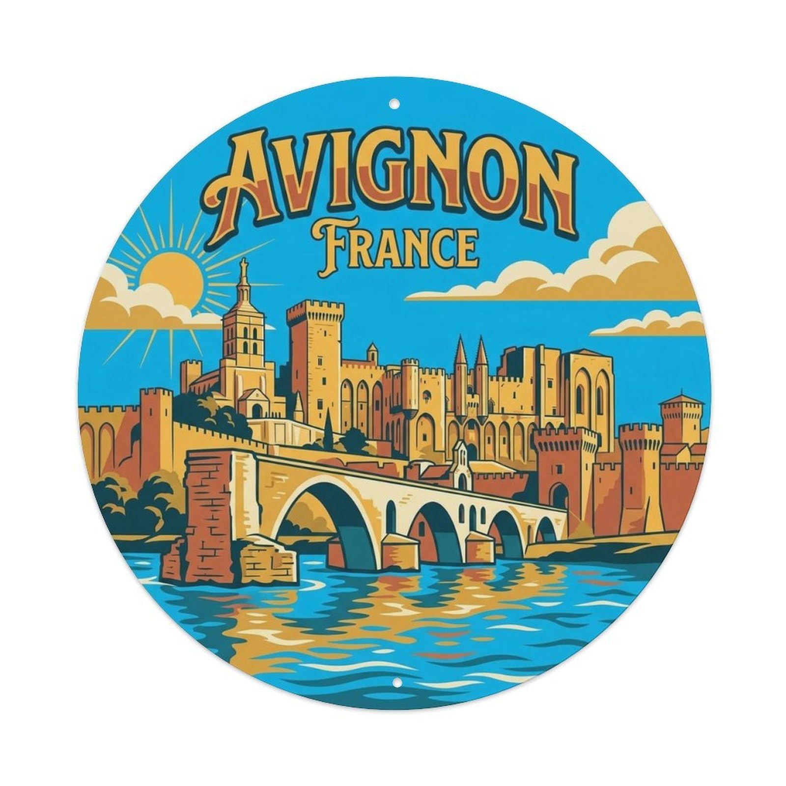 Avignon France Retro City Travel Landmark Metal Tin Sign